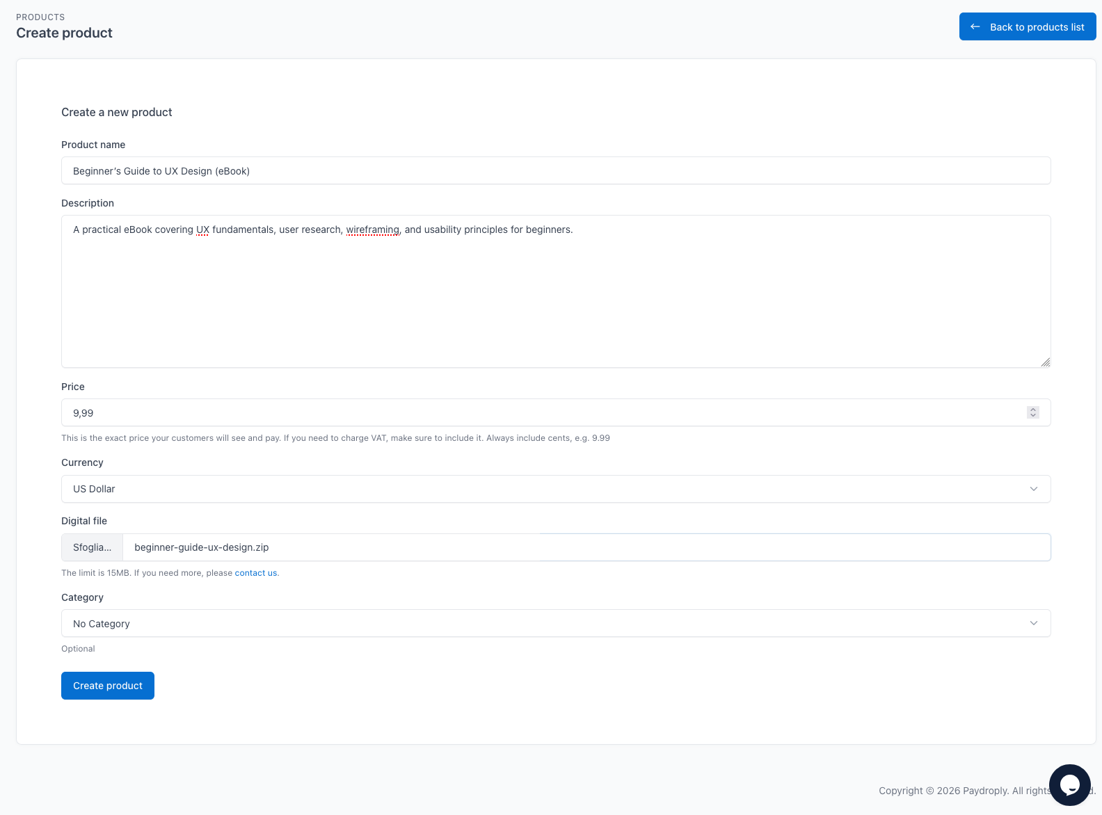 sell file with link using Paydroply